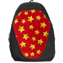 Yellow Stars Red Background Pattern Backpack Bag by Sapixe