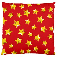 Yellow Stars Red Background Pattern Large Flano Cushion Case (two Sides) by Sapixe