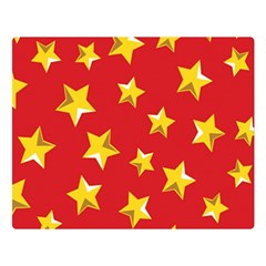 Yellow Stars Red Background Pattern Double Sided Flano Blanket (large)  by Sapixe