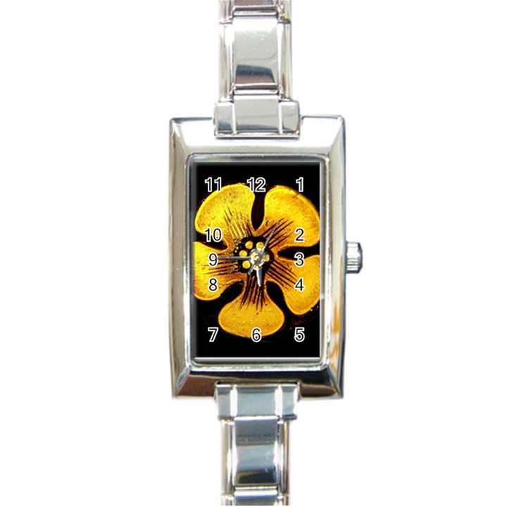 Yellow Flower Stained Glass Colorful Glass Rectangle Italian Charm Watch