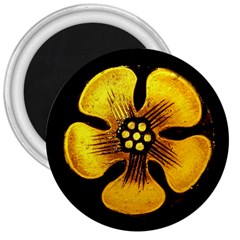 Yellow Flower Stained Glass Colorful Glass 3  Magnets by Sapixe