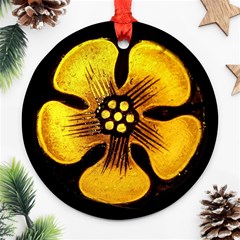 Yellow Flower Stained Glass Colorful Glass Ornament (round) by Sapixe