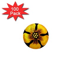 Yellow Flower Stained Glass Colorful Glass 1  Mini Magnets (100 Pack)  by Sapixe