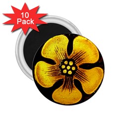 Yellow Flower Stained Glass Colorful Glass 2 25  Magnets (10 Pack)  by Sapixe