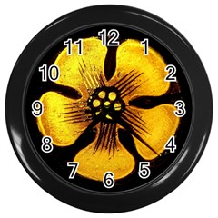 Yellow Flower Stained Glass Colorful Glass Wall Clocks (black) by Sapixe