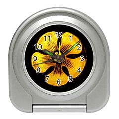 Yellow Flower Stained Glass Colorful Glass Travel Alarm Clocks by Sapixe