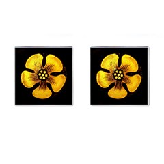 Yellow Flower Stained Glass Colorful Glass Cufflinks (square) by Sapixe