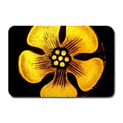 Yellow Flower Stained Glass Colorful Glass Plate Mats by Sapixe