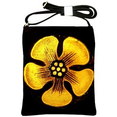 Yellow Flower Stained Glass Colorful Glass Shoulder Sling Bags by Sapixe