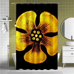 Yellow Flower Stained Glass Colorful Glass Shower Curtain 48  X 72  (small)  by Sapixe