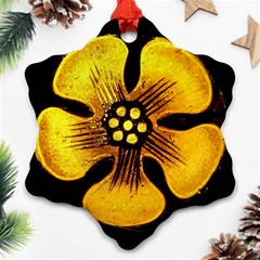 Yellow Flower Stained Glass Colorful Glass Snowflake Ornament (two Sides)