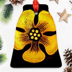 Yellow Flower Stained Glass Colorful Glass Bell Ornament (two Sides) by Sapixe