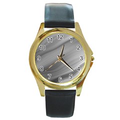 Wave Form Texture Background Round Gold Metal Watch by Sapixe