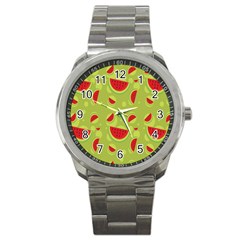 Watermelon Fruit Patterns Sport Metal Watch by Sapixe