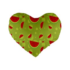 Watermelon Fruit Patterns Standard 16  Premium Flano Heart Shape Cushions by Sapixe