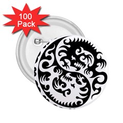 Ying Yang Tattoo 2 25  Buttons (100 Pack)  by Sapixe