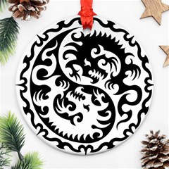 Ying Yang Tattoo Round Ornament (Two Sides)