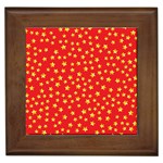 Yellow Stars Red Background Framed Tiles Front