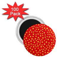 Yellow Stars Red Background 1 75  Magnets (100 Pack)  by Sapixe