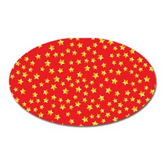 Yellow Stars Red Background Oval Magnet by Sapixe