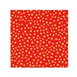 Yellow Stars Red Background Small Satin Scarf (Square) Front