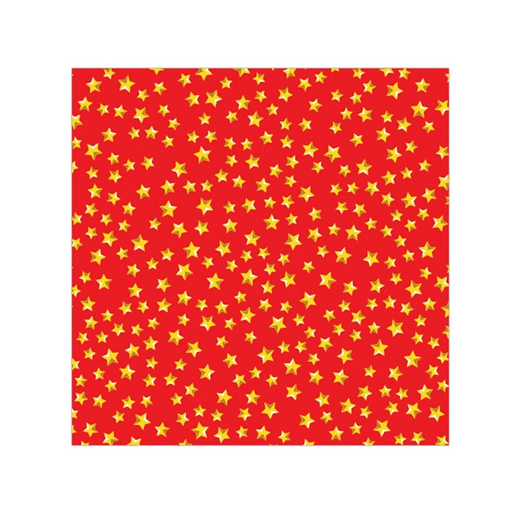 Yellow Stars Red Background Small Satin Scarf (Square)