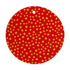 Yellow Stars Red Background Ornament (round) by Sapixe