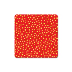 Yellow Stars Red Background Square Magnet by Sapixe