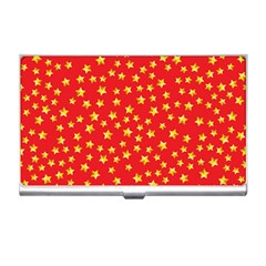 Yellow Stars Red Background Business Card Holders by Sapixe