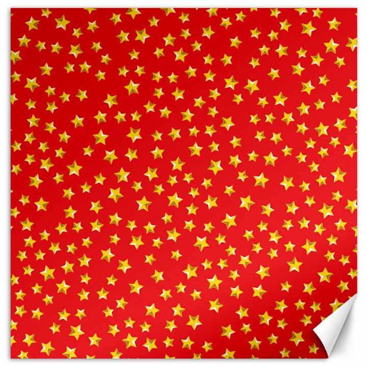 Yellow Stars Red Background Canvas 12  x 12  