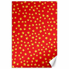 Yellow Stars Red Background Canvas 12  X 18   by Sapixe