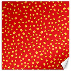 Yellow Stars Red Background Canvas 16  X 16   by Sapixe