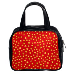 Yellow Stars Red Background Classic Handbags (2 Sides) by Sapixe