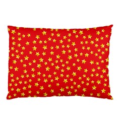 Yellow Stars Red Background Pillow Case by Sapixe