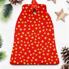 Yellow Stars Red Background Ornament (bell) by Sapixe