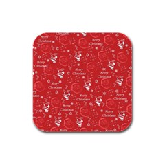 Santa Christmas Collage Rubber Square Coaster (4 Pack)  by Sapixe