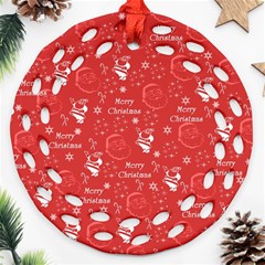 Santa Christmas Collage Round Filigree Ornament (two Sides) by Sapixe