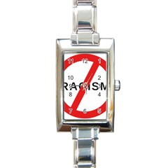 No Racism Rectangle Italian Charm Watch