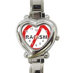 No Racism Heart Italian Charm Watch Front