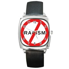 No Racism Square Metal Watch