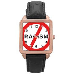 No Racism Rose Gold Leather Watch 