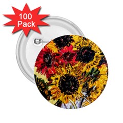 Sunflowers In A Scott House 2 25  Buttons (100 Pack)  by bestdesignintheworld