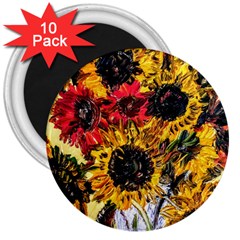 Sunflowers In A Scott House 3  Magnets (10 Pack)  by bestdesignintheworld