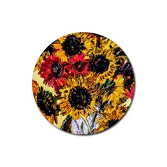 Sunflowers In A Scott House Rubber Round Coaster (4 Pack)  by bestdesignintheworld