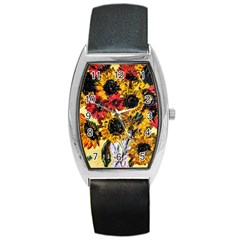 Sunflowers In A Scott House Barrel Style Metal Watch by bestdesignintheworld