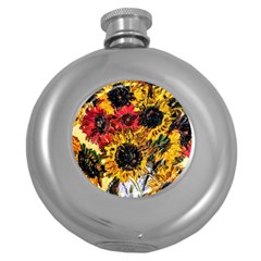 Sunflowers In A Scott House Round Hip Flask (5 Oz) by bestdesignintheworld