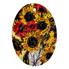 Sunflowers In A Scott House Oval Ornament (two Sides) by bestdesignintheworld