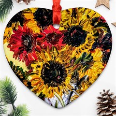 Sunflowers In A Scott House Heart Ornament (two Sides) by bestdesignintheworld