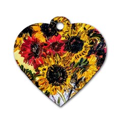 Sunflowers In A Scott House Dog Tag Heart (one Side) by bestdesignintheworld