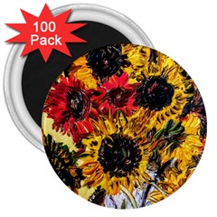 Sunflowers In A Scott House 3  Magnets (100 Pack) by bestdesignintheworld